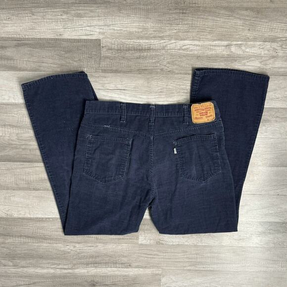 37.5 X 29 Levis 517 Vintage 80s Cords Bootcut Corduroy Pants Jeans Navy Western - Picture 1 of 9